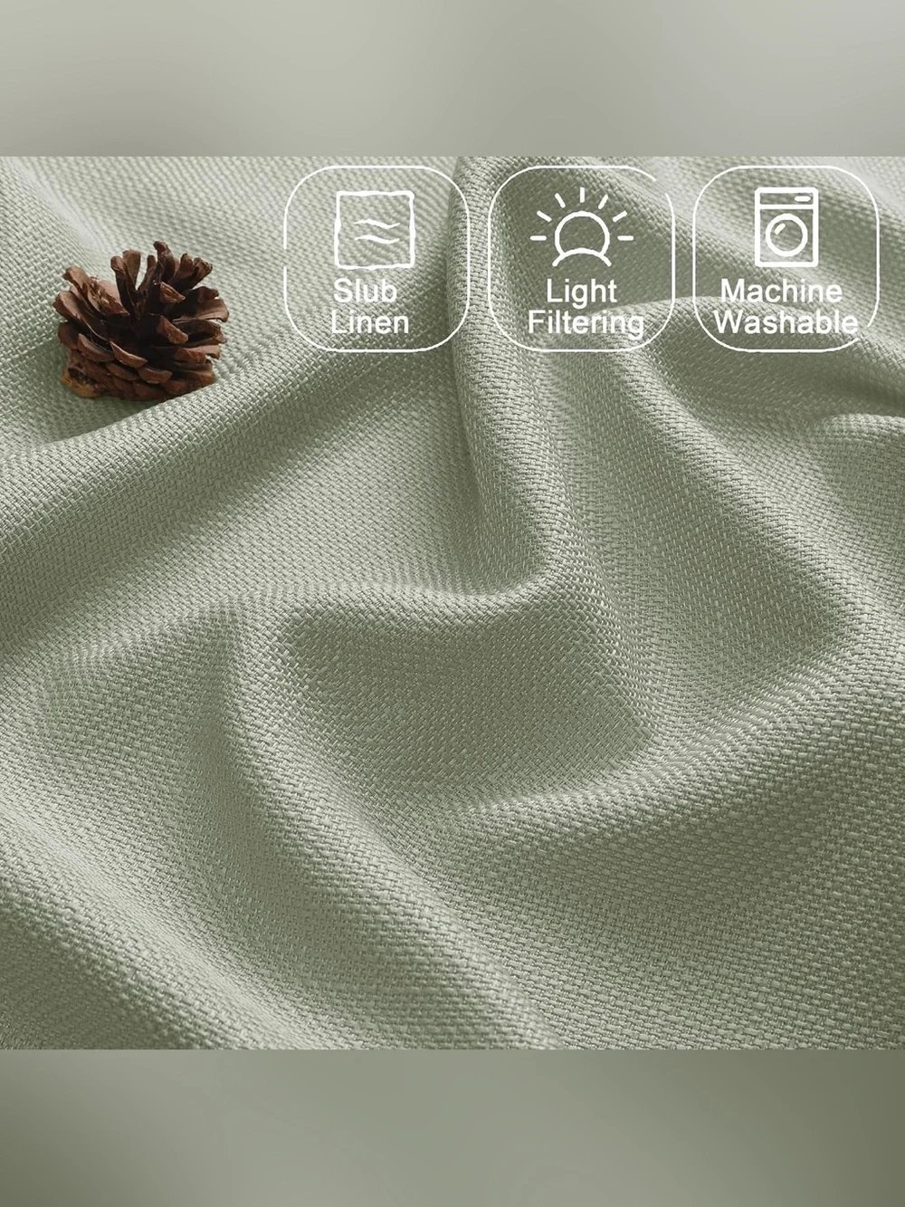 Chyhomenyc Bennett Faux Linen Curtains Sage Green 40x96 2 Panels